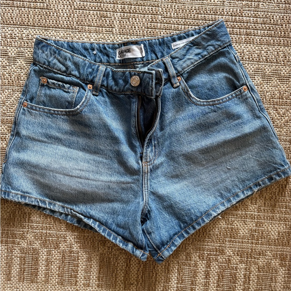 Garage Light Blue High-Rise Denim Shorts
